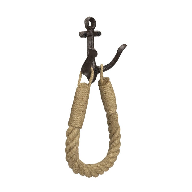 ROXLLGJC Nautical Rope Toilet Paper Holder Coastal Towel Holder with Metal Hook for Bathroom Decor (Black) - Image 5